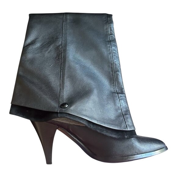 Women’s Black Leather Over Knee Pull On Boots Stiletto Heel Boots US 7 - Picture 5 of 6